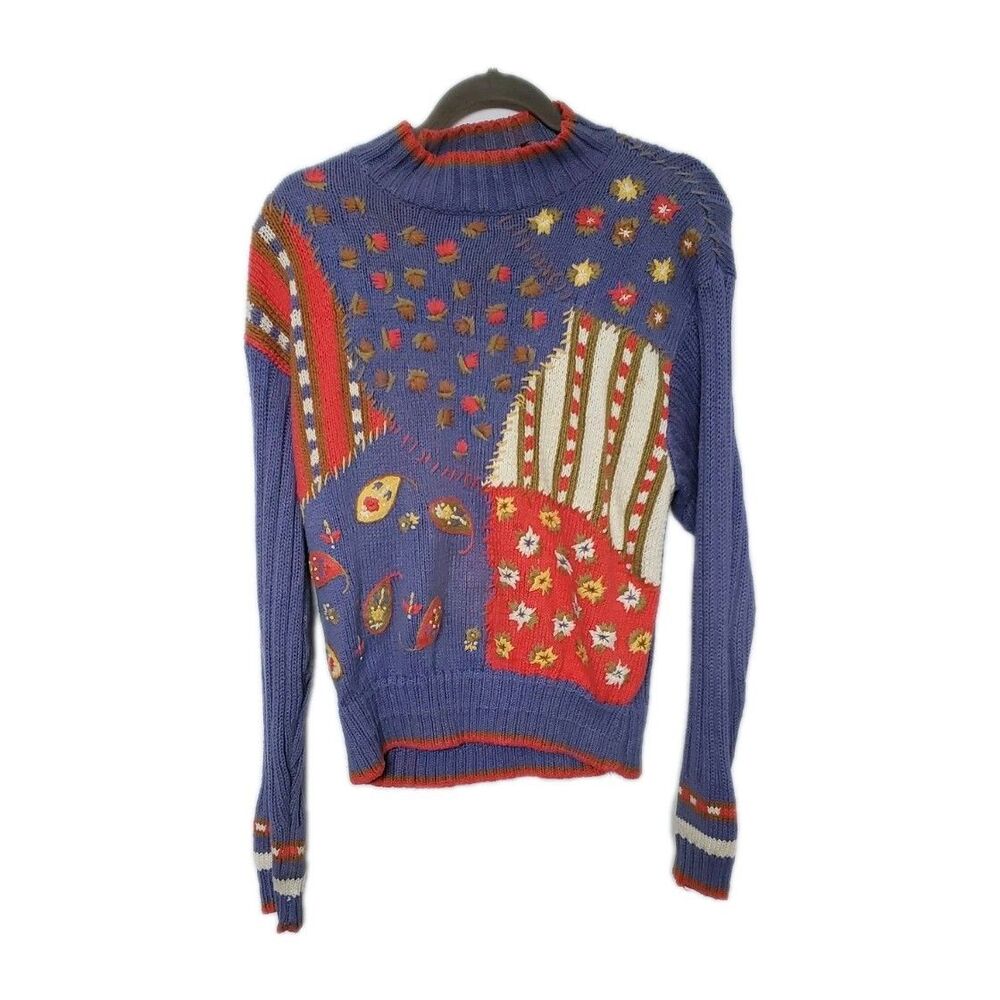 VINTAGE LIZ WEAR M Chunky Knit Autumn Fall Grandma Sweater Thanksgiving Harvest